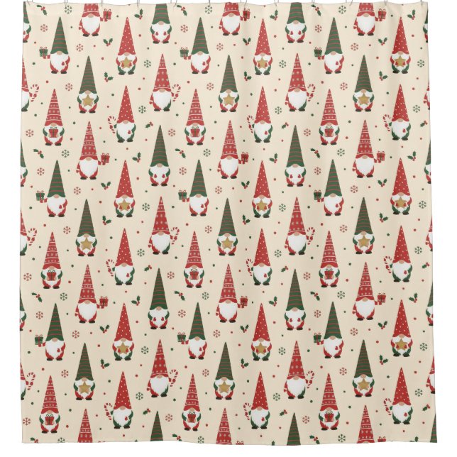 Cortina Para Box Padrão de festa de Gnome de Natal (Frente)