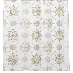 Cortina Para Box Padrão de flocos de neve de Abstrato Dourado clar