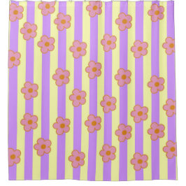 Cortina Para Box Padrão de Flor de Estirpe Roxo Retroativo