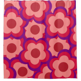 Cortina Para Box Padrão de Flor de Hippie Retro de Cor Negrito