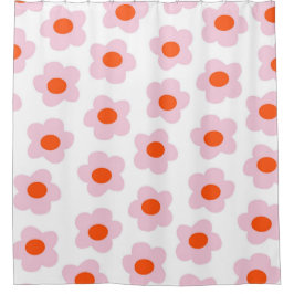 Cortina Para Box Padrão de Flor de Hippie Vermelho Pink