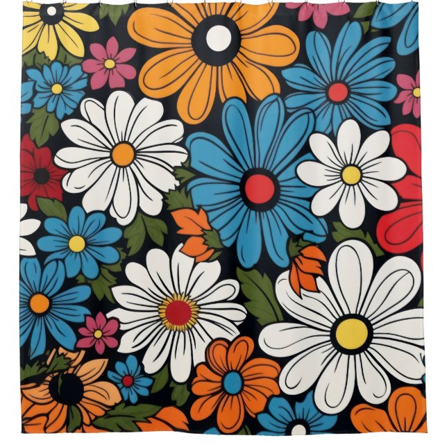 Cortina Para Box Padrão de flor de margarida (Frente)