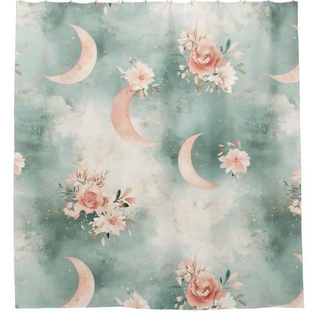 Cortina Para Box Padrão de Flor Lunar Boho Celestial (7) (Frente)