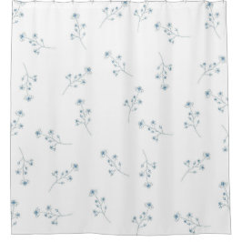 Cortina Para Box Padrão de flor selvagem azul