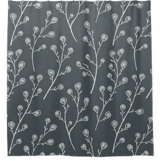 Cortina Para Box Padrão de flor selvagem branca