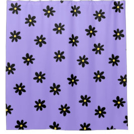 Cortina Para Box Padrão de Flor Simples Preto Preto Preto Preto de 