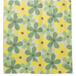 Cortina Para Box Padrão de Flor Verde Amarelo Retroativo Y2K 70s