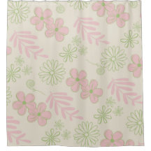 Padrão de Flor Verde Rosa bege Retroativo Y2K 70s
