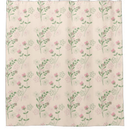 Cortina Para Box Padrão de Flor Verde Rosa Y2K 70s Rosa Verde