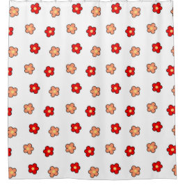 Cortina Para Box Padrão de Flor Vermelho Cor-de-Pink Padrão Branco 
