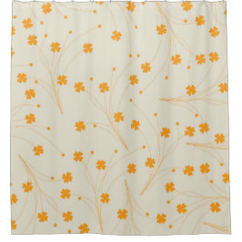 Cortina Para Box Padrão de Flor Y2K 70s do Orange Beige Retro
