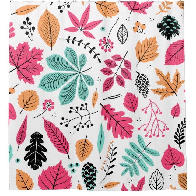 Cortina Para Box Padrão de Folha de outono Abstrato sem costura (Frente)