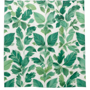 Cortina Para Box Padrão de Folhagem Verde Lush
