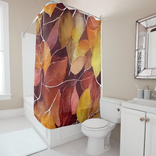 Cortina Para Box Padrão de Folhas de outono do outono (In Situ)