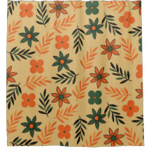 Padrão de Folhas Florais de Flores da Vintage 70s
