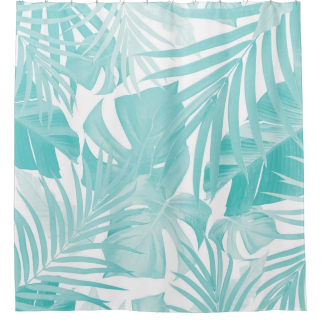 Cortina Para Box Padrão de Folhas Tropicais #15 #tropical #art (Frente)
