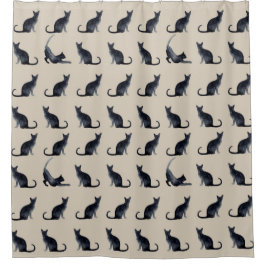 Cortina Para Box Padrão de Gatinho Preto da Lady Watercolor