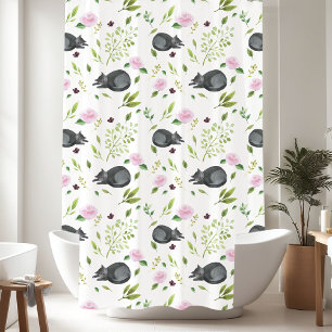 Cortina Para Box Padrão de Gatos de Gatinho Preto Doce