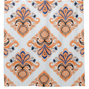 Cortina Para Box Padrão de ikat colorido no estilo vintage. Elegant