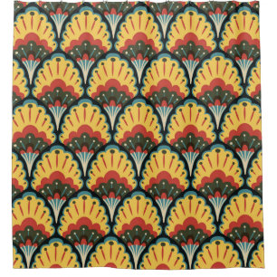 Cortina Para Box Padrão de ilustração floral uniforme, de vintage.