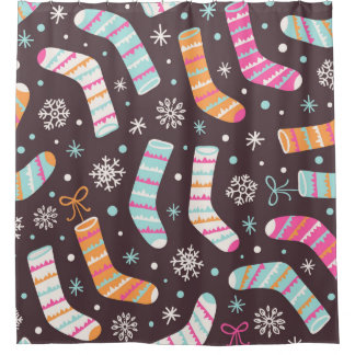 Cortina Para Box Padrão de ilustração sem falhas com meias de Natal