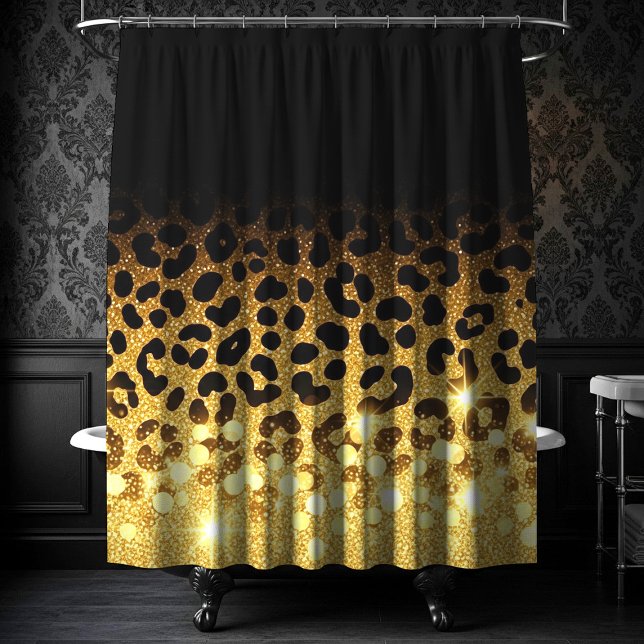Cortina Para Box Padrão de Impressão de Leopardo com Brilho Dourado (Criador carregado)