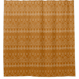 Cortina Para Box Padrão De Lama, Geométrico, Ferrugem, Laranja Quei