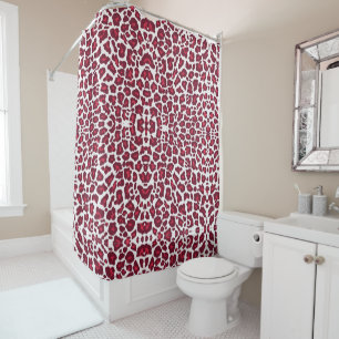 Cortina Para Box Padrão de Leopardo Vermelho do Vinho