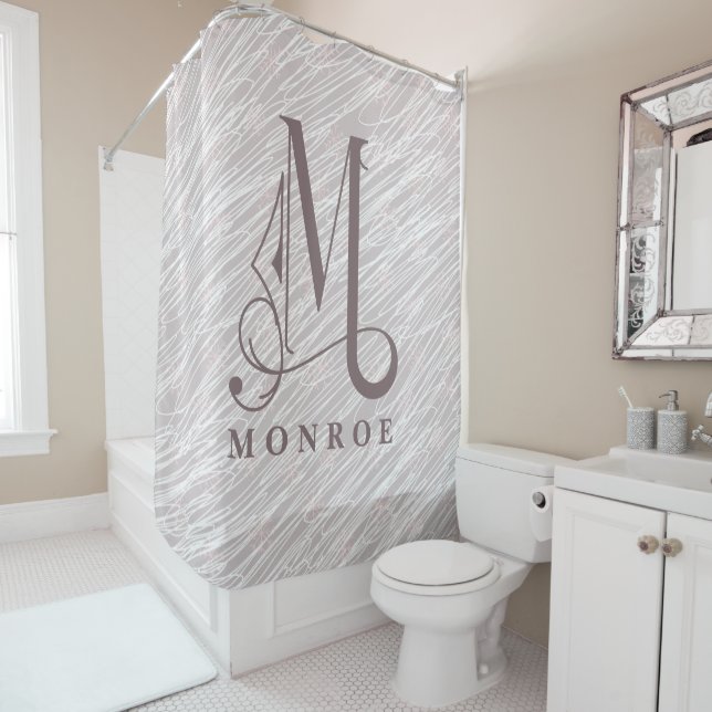 Cortina Para Box Padrão de Linha Moderna Fundo Monograma Grande M (In Situ)