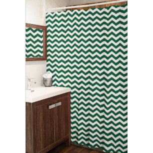 Cortina Para Box Padrão de listra zigue-zague em chevron verde-teal