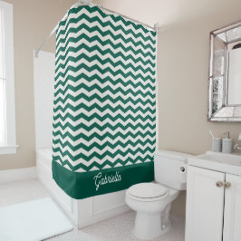 Cortina Para Box Padrão de listra ziguezague em chevron verde-teal