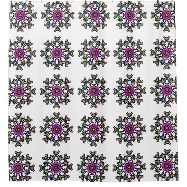 Cortina Para Box Padrão de Mandala Floral (Frente)