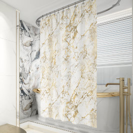 Cortina Para Box Padrão de mármore branco dourado elegante