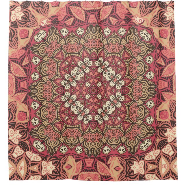 Cortina Para Box Padrão de medalhão abstrato indiano. Boho e cigano (Frente)