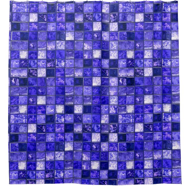 Cortina Para Box Padrão de mosaico azul (Frente)