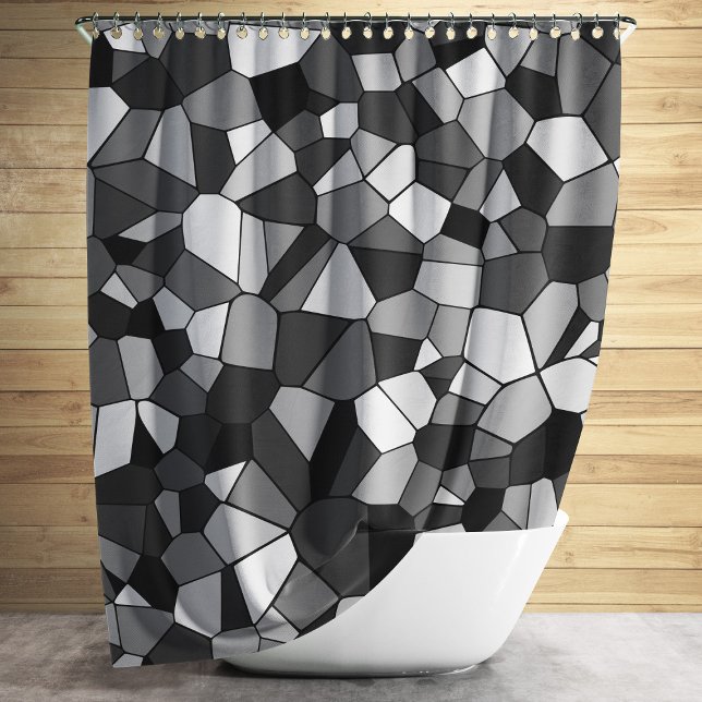 Cortina Para Box Padrão de Mosaico Cinza Moderno (Modern Gray Mosaic Pattern Shower Curtain)