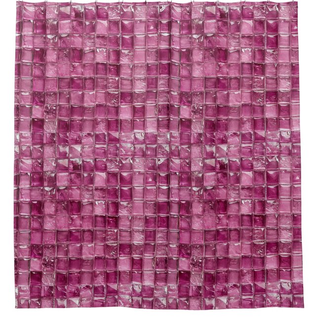 Cortina Para Box Padrão de mosaico rosa (Frente)