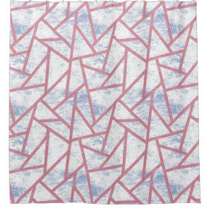 Cortina Para Box Padrão de mosaico rosa e azul
