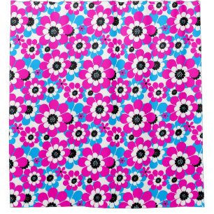Cortina Para Box Padrão de néon brilhante floral creme brilhante e 