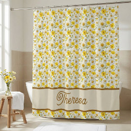 Cortina Para Box Padrão de Nome Monograma de Flores Silvestres Amar