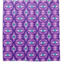 Cortina Para Box Padrão de Olho Botânico Abstrato Maximalista Roxo