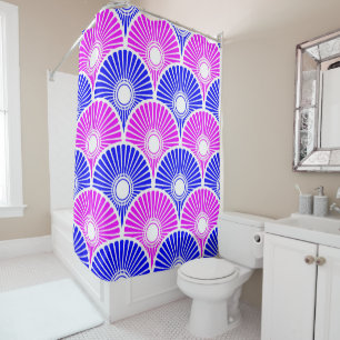 Cortina Para Box Padrão de onda de semicírculo chinês magenta e azu