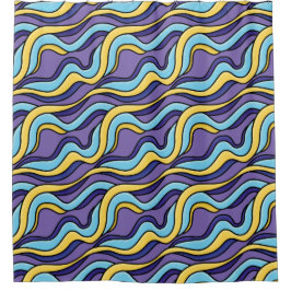 Cortina Para Box Padrão de Ondas Coloridas Funky Retro Moderno Abst