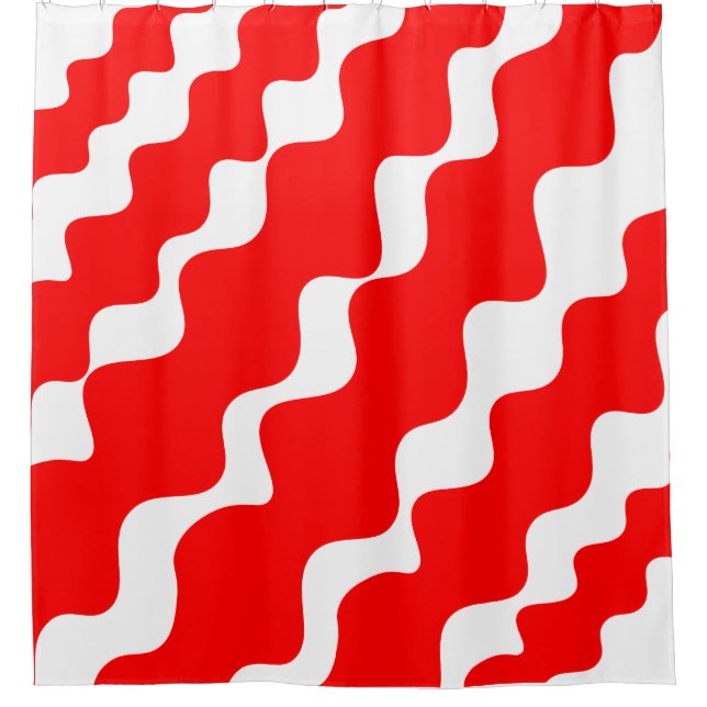 Cortina Para Box Padrão de ondas vermelhas e brancas (Frente)