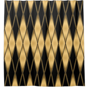 Cortina Para Box Padrão de ouro sem costura e formas pretas