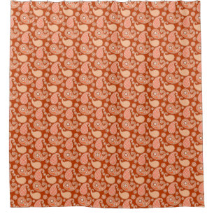 Cortina Para Box Padrão de Paisley, tangerina laranja e branca