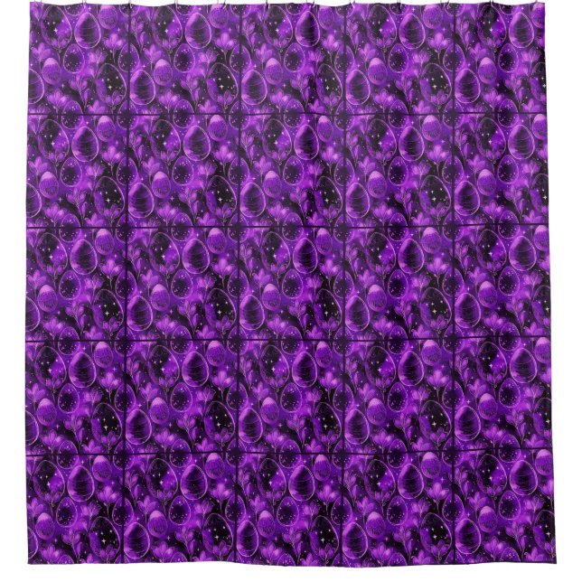 Cortina Para Box Padrão de Páscoa Gótico Roxo (Frente)