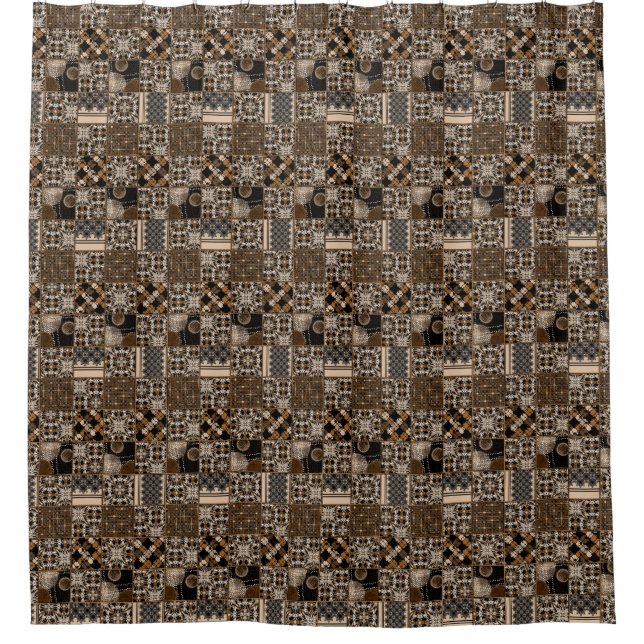 Cortina Para Box Padrão de patchwork rústico (Frente)
