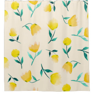 Cortina Para Box Padrão de Peonia Floral de Abstrato de Aquarela