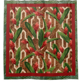 Cortina Para Box Padrão de Plantas Tropicais